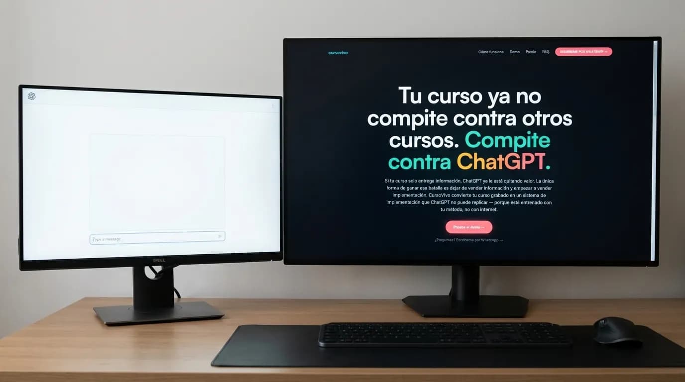Chatbot vs sistema de implementación para cursos (2026) — vista previa